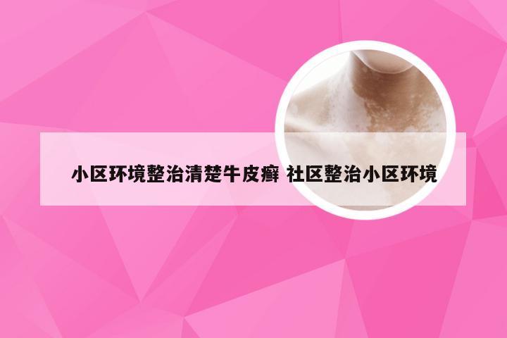 小区环境整治清楚牛皮癣 社区整治小区环境