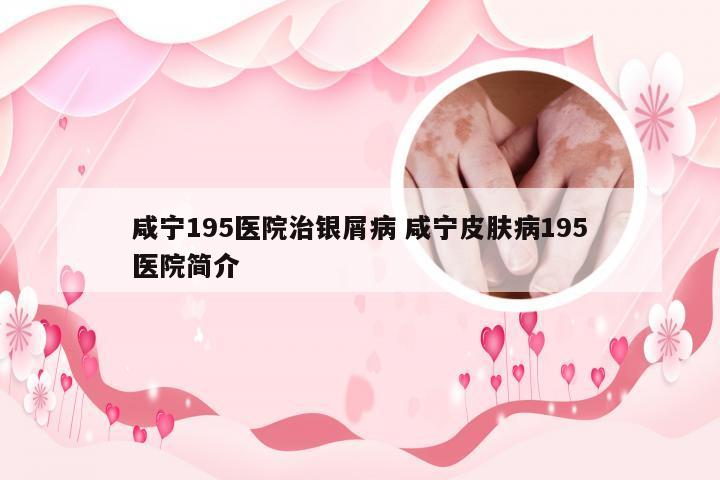咸宁195医院治银屑病 咸宁皮肤病195医院简介