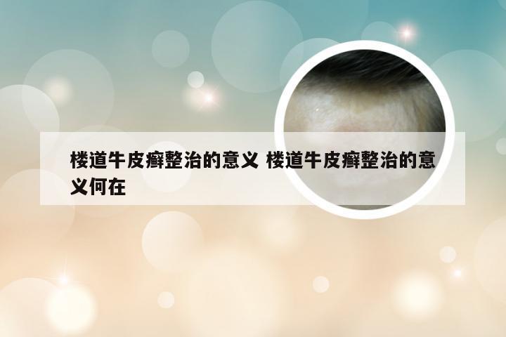 楼道牛皮癣整治的意义 楼道牛皮癣整治的意义何在